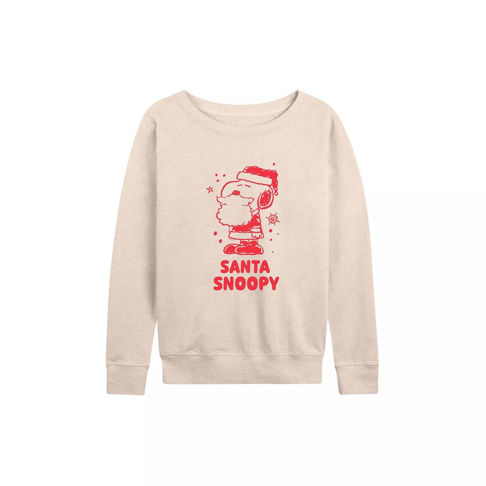 Womens Peanuts Santa Snoopy French Terry Long Sleeve Tee Product Image