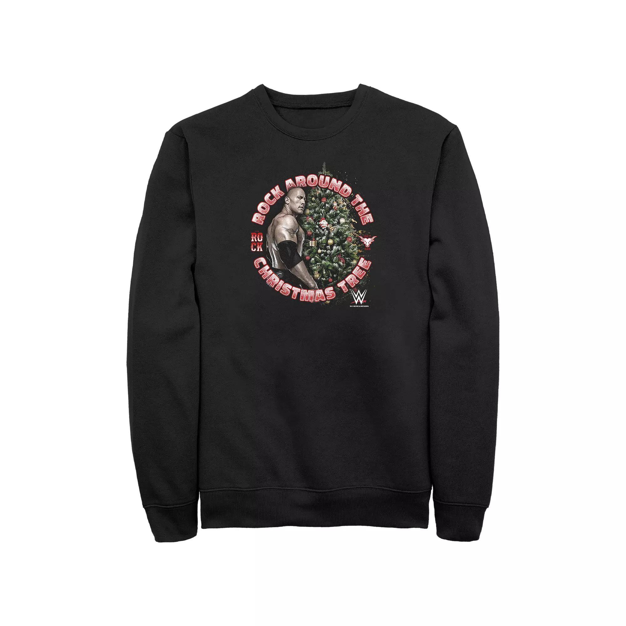 Big & Tall WWE Rock Around The Christmas Tree Graphic Fleece, Men's, Size: Large Tall, Black Product Image