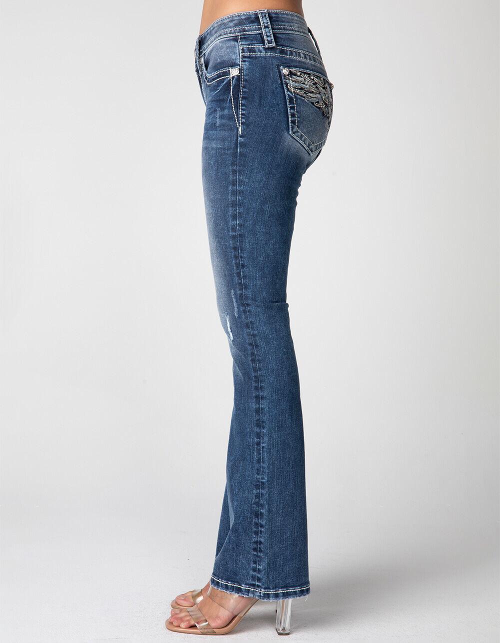 MISS ME 32 Wing Womens Slim Fit Bootcut Jeans Product Image