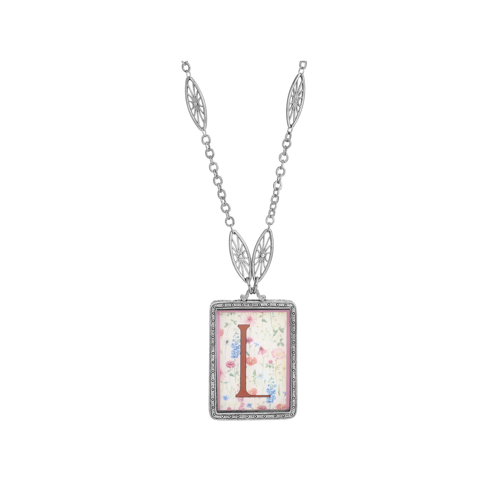 1928 Floral Motif Initial Pendant, Women's, G Product Image