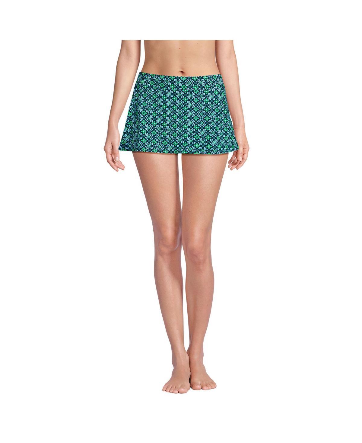 Women's Lands' End UPF 50 Mini Swim Skirt, Size: 4, Blue Ditsy Floral Product Image