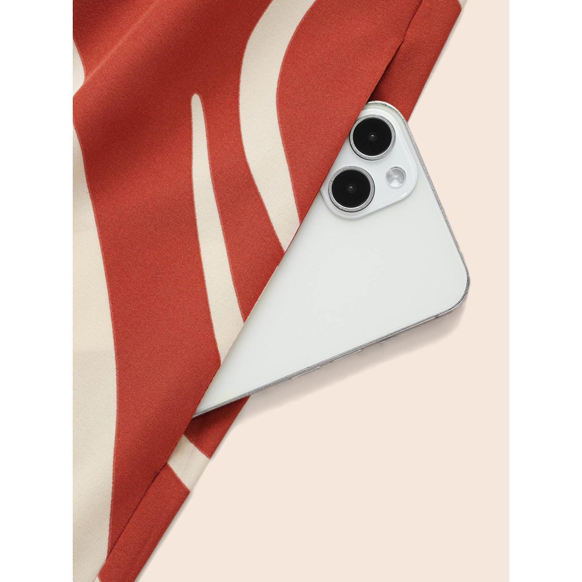 Plus Size Geometric Split Hem Midi Dress OrangeRed Women Workwear Essentials Non Round Neck Short sleeve Curvy BloomChic 22-24/3X Product Image