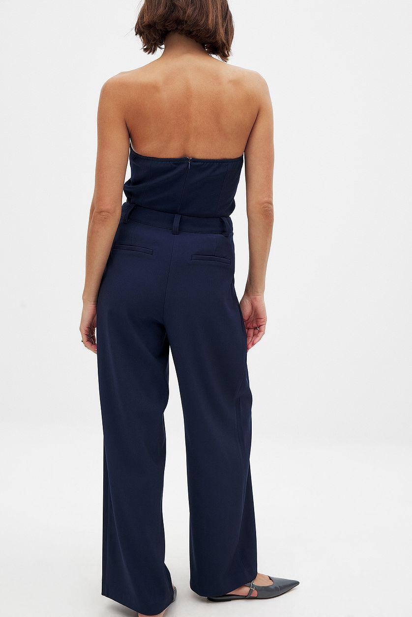 Wide Leg High Waist Suit Pants Product Image