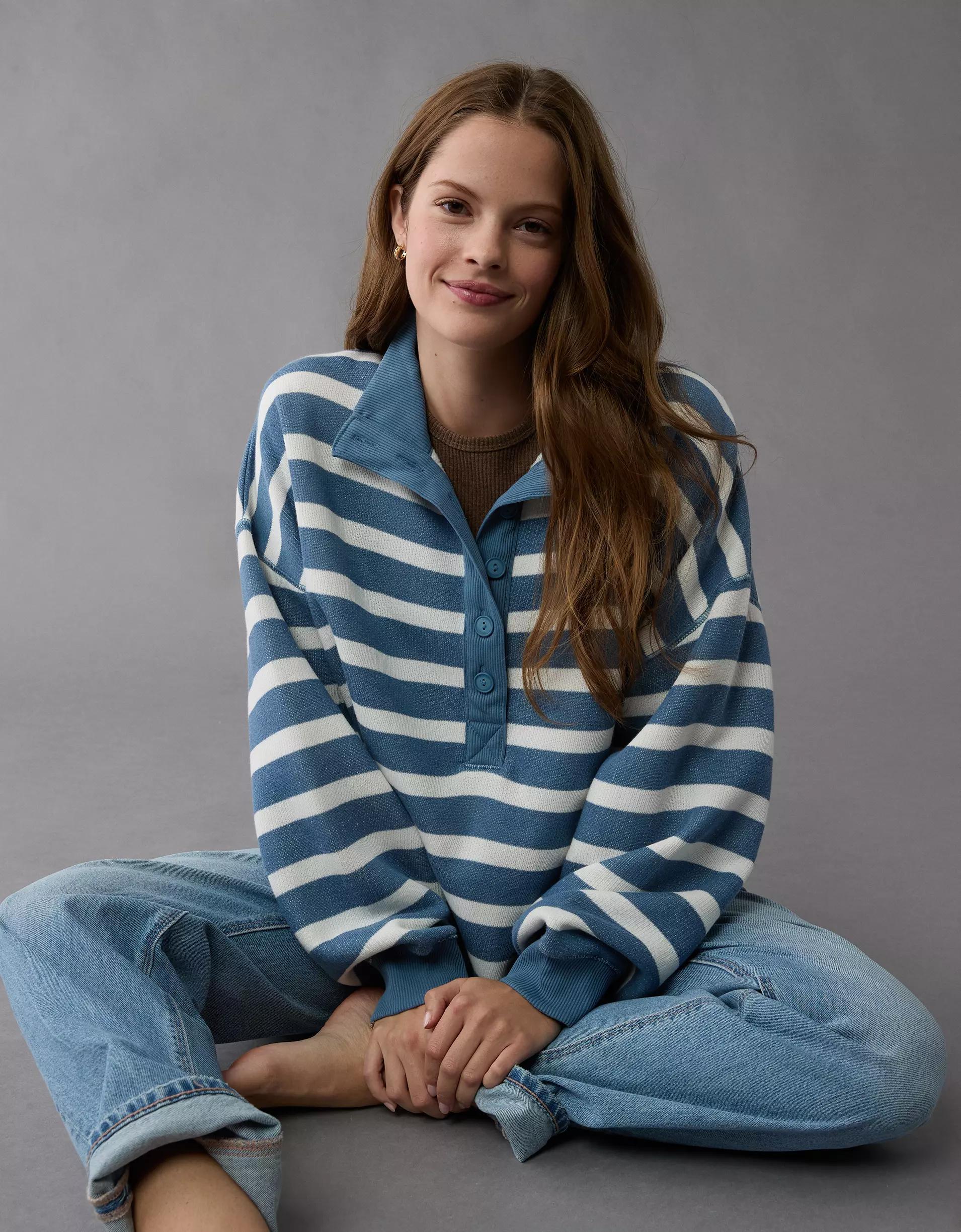 AE Big Hug Henley Sweatshirt Product Image