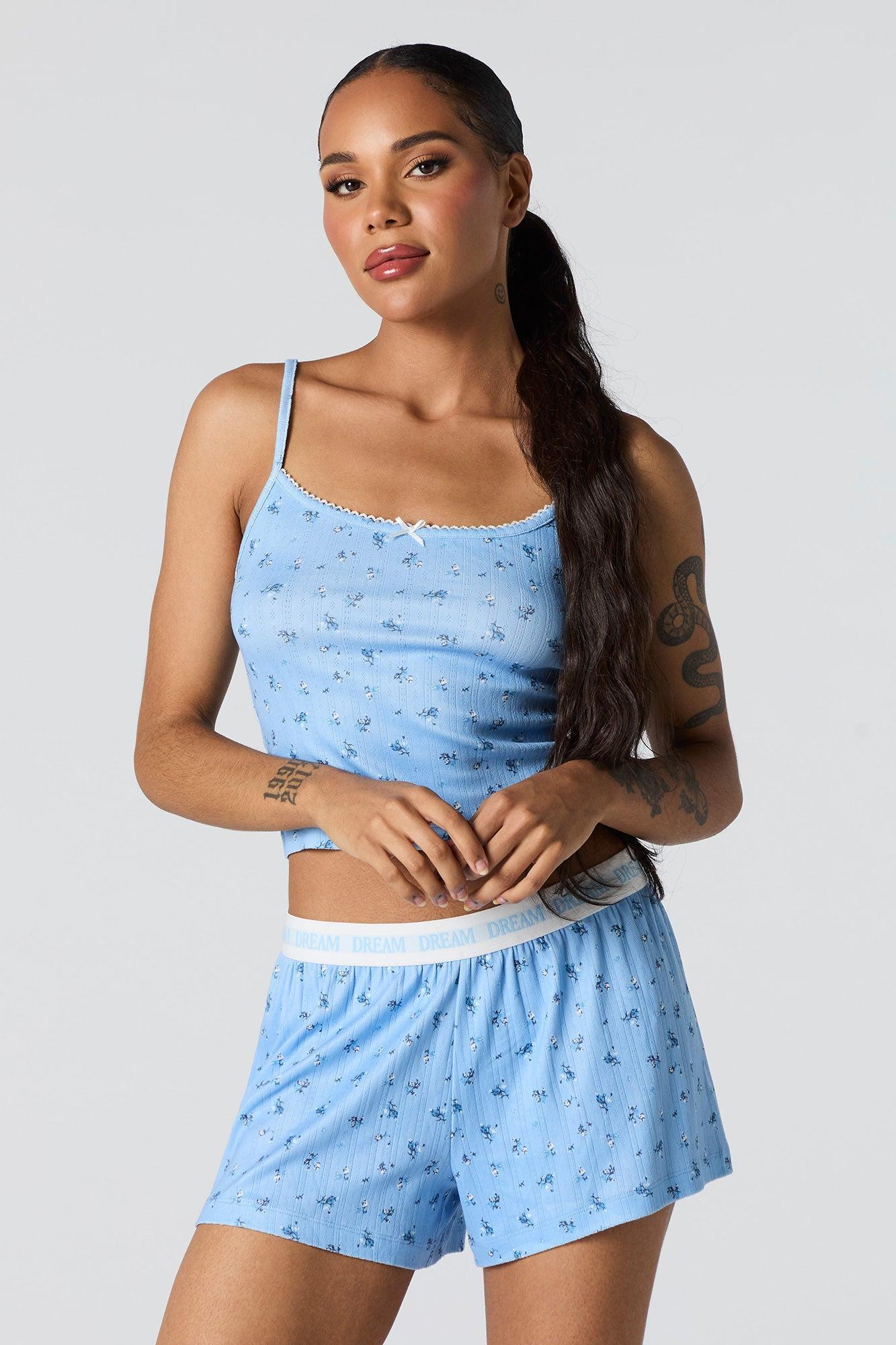 Pointelle Knit Tank & Short 2 Piece Pajama Set Female Product Image