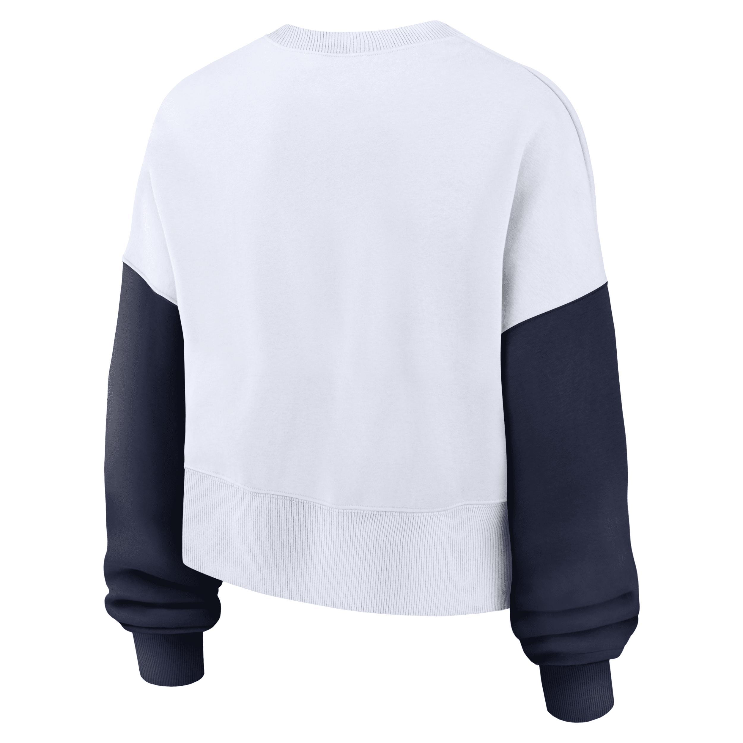 Women's Nike White Arizona Wildcats Color-Block Oversized Cropped Pullover Sweatshirt, Size: Large Product Image