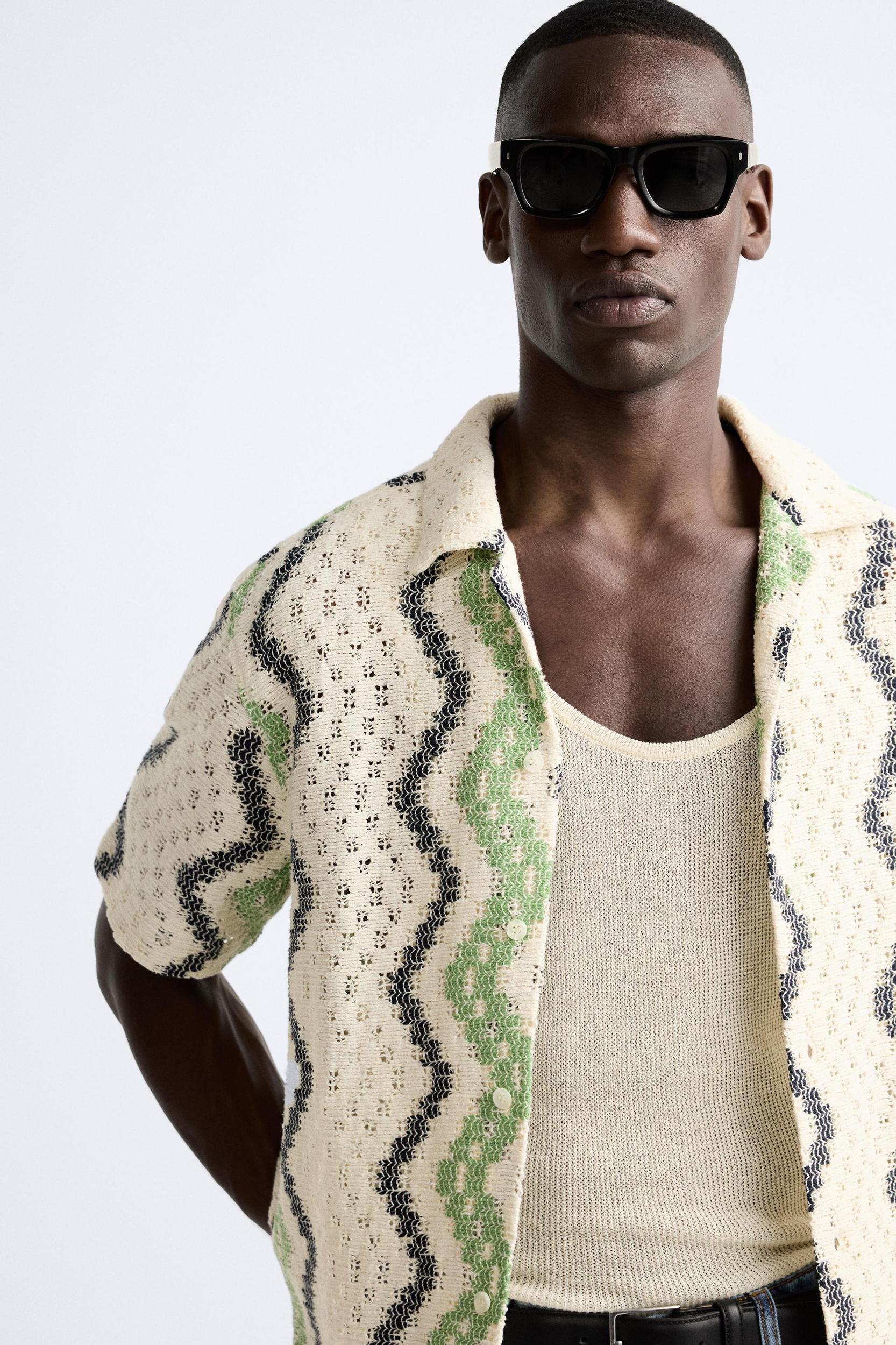 GEOMETRIC CROCHET SHIRT Product Image