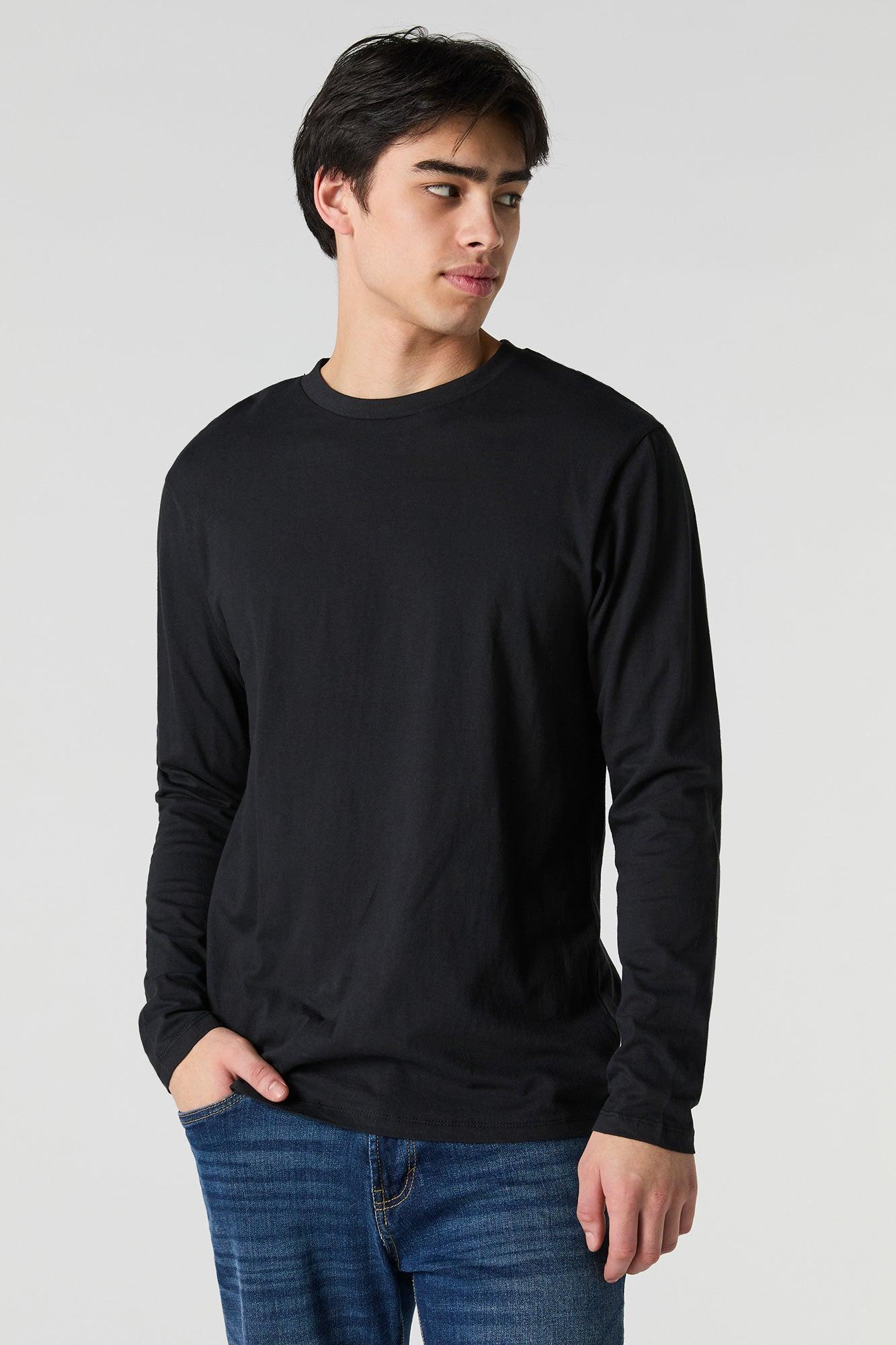 Solid Crewneck Long Sleeve Top Male Product Image