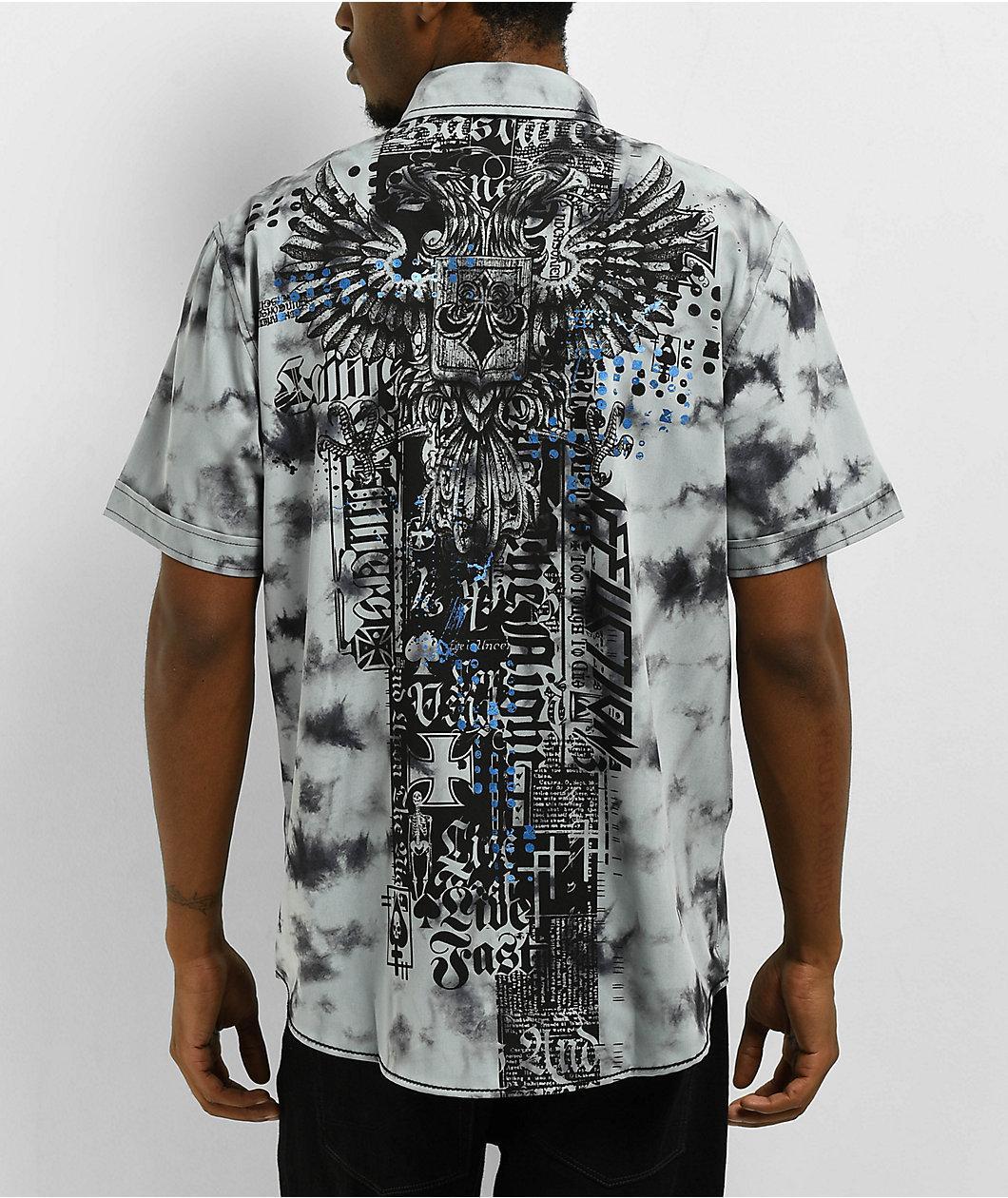 Affliction Blackpool Crust Charcoal Wash Short Sleeve Button Up Shirt Product Image