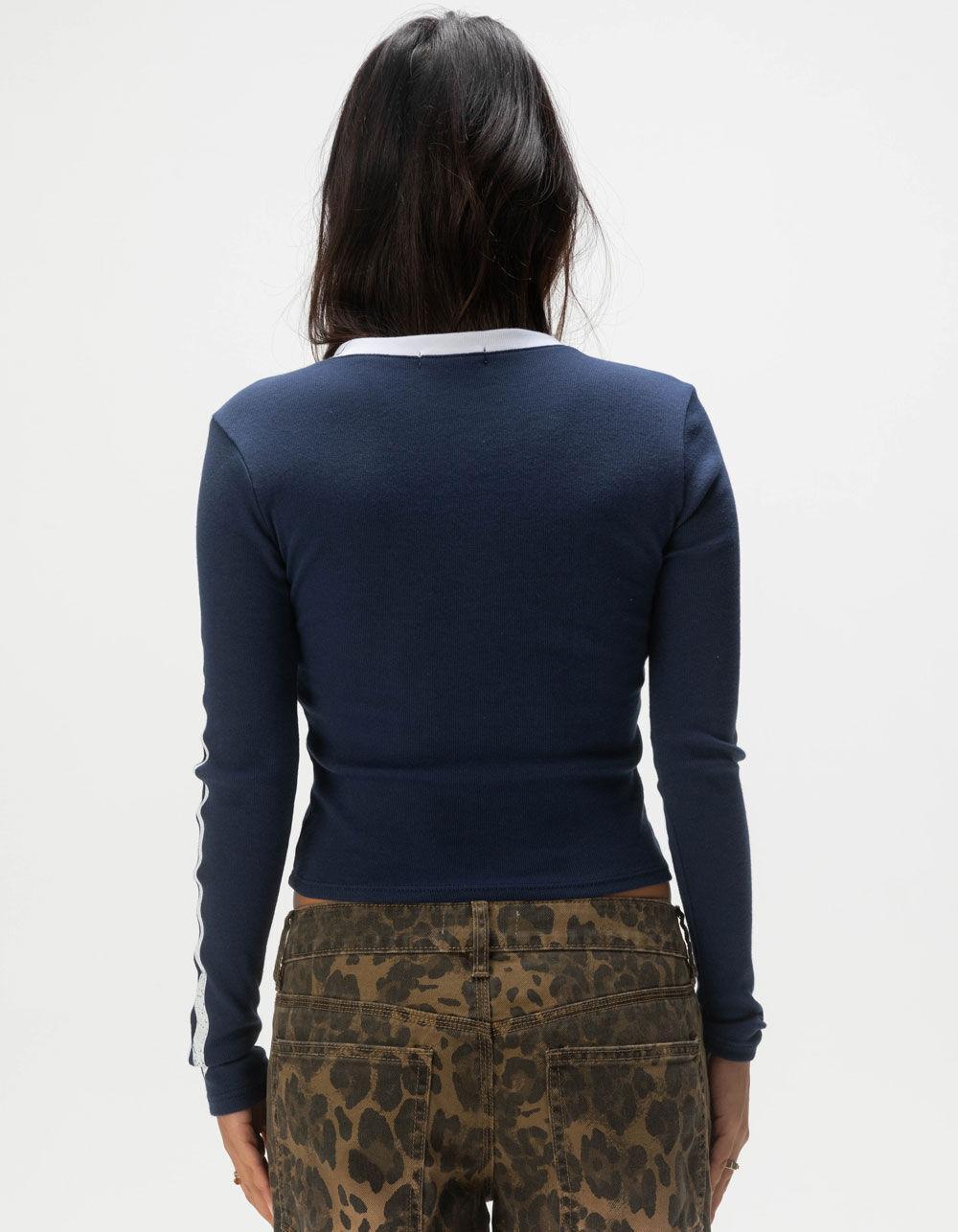 RSQ Womens Roma Long Sleeve Baby Tee - NAVY Product Image