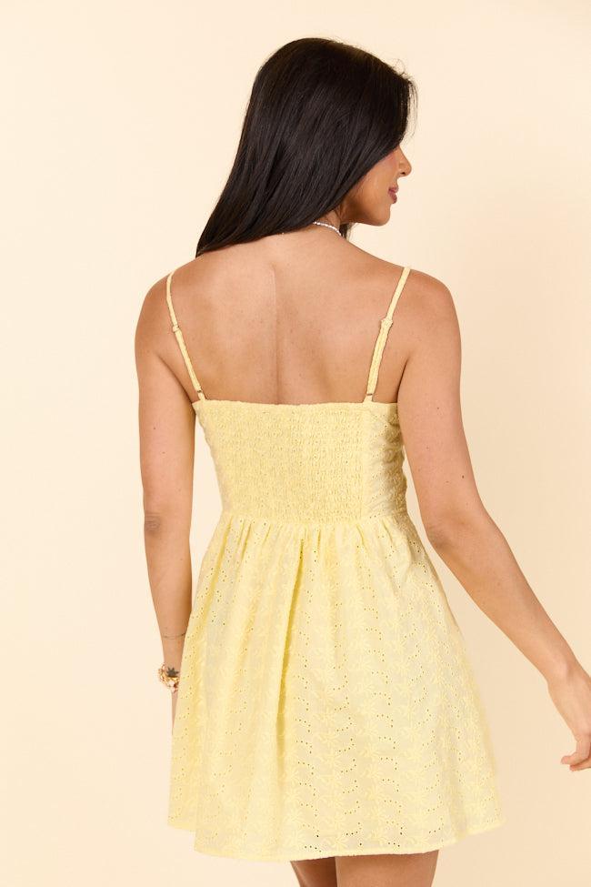 First Look Yellow Eyelet Button Front Dress Cece Barnes X Pink Lily Product Image