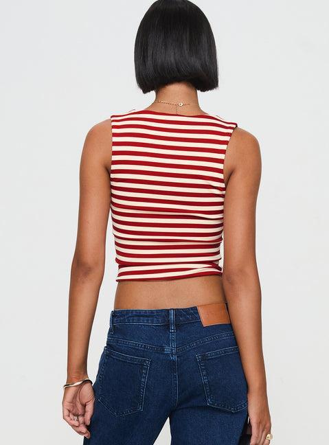 Back In Time Top Red Stripe Product Image