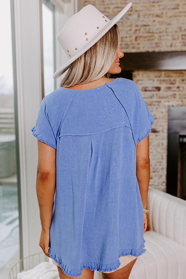 Open Book Frayed Shift Top In Dark Periwinkle Product Image
