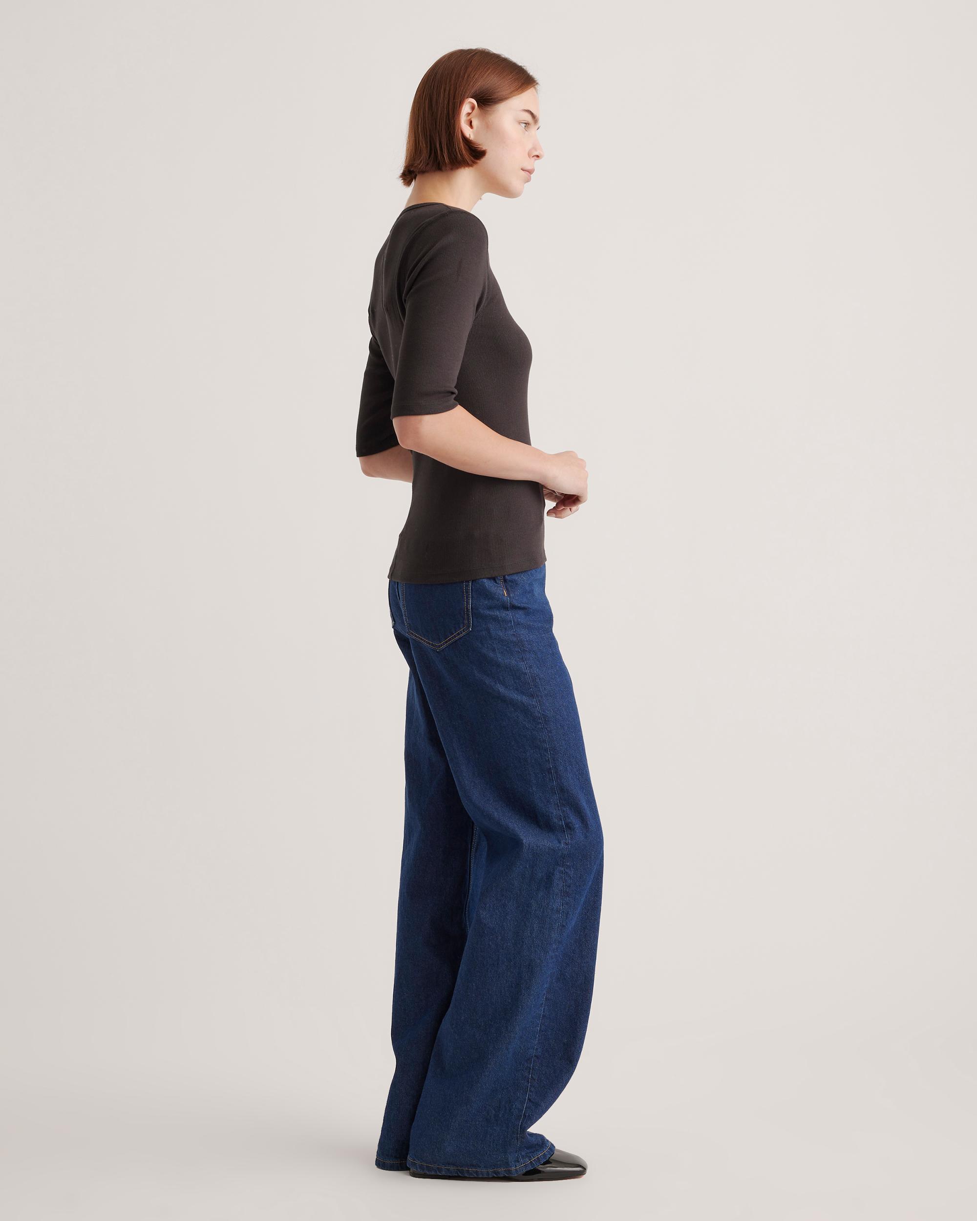 Quince | Women's Micro-Rib Elbow Sleeve T-Shirt Size XS, Organic Cotton Product Image