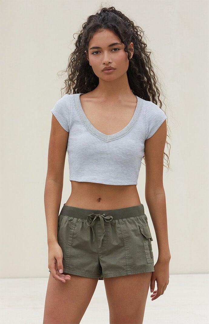 Est. PAC 1980 Women's Samantha Cropped Waffle Knit T-Shirt Product Image