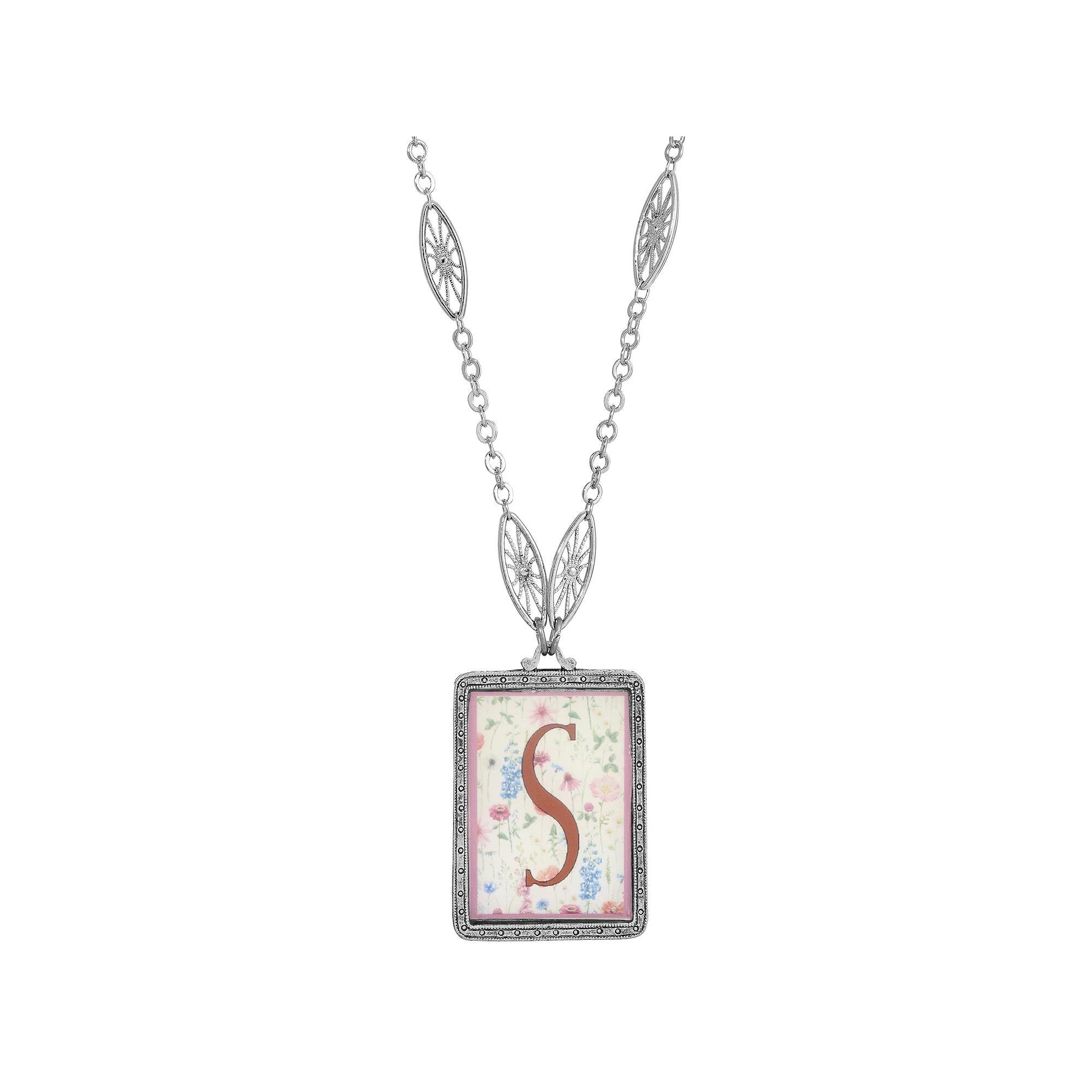 1928 Floral Motif Initial Pendant, Women's, G Product Image