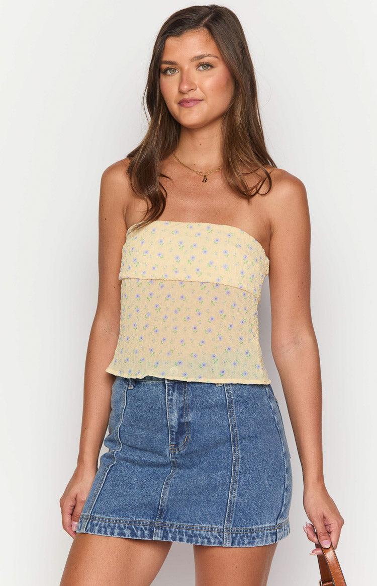 Darcy Mid Wash Denim High Waisted Mini Skirt Product Image