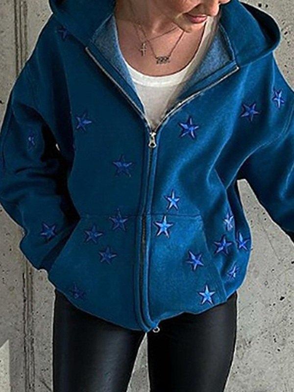 Men's Patch Star Zip Up Hoodie Product Image