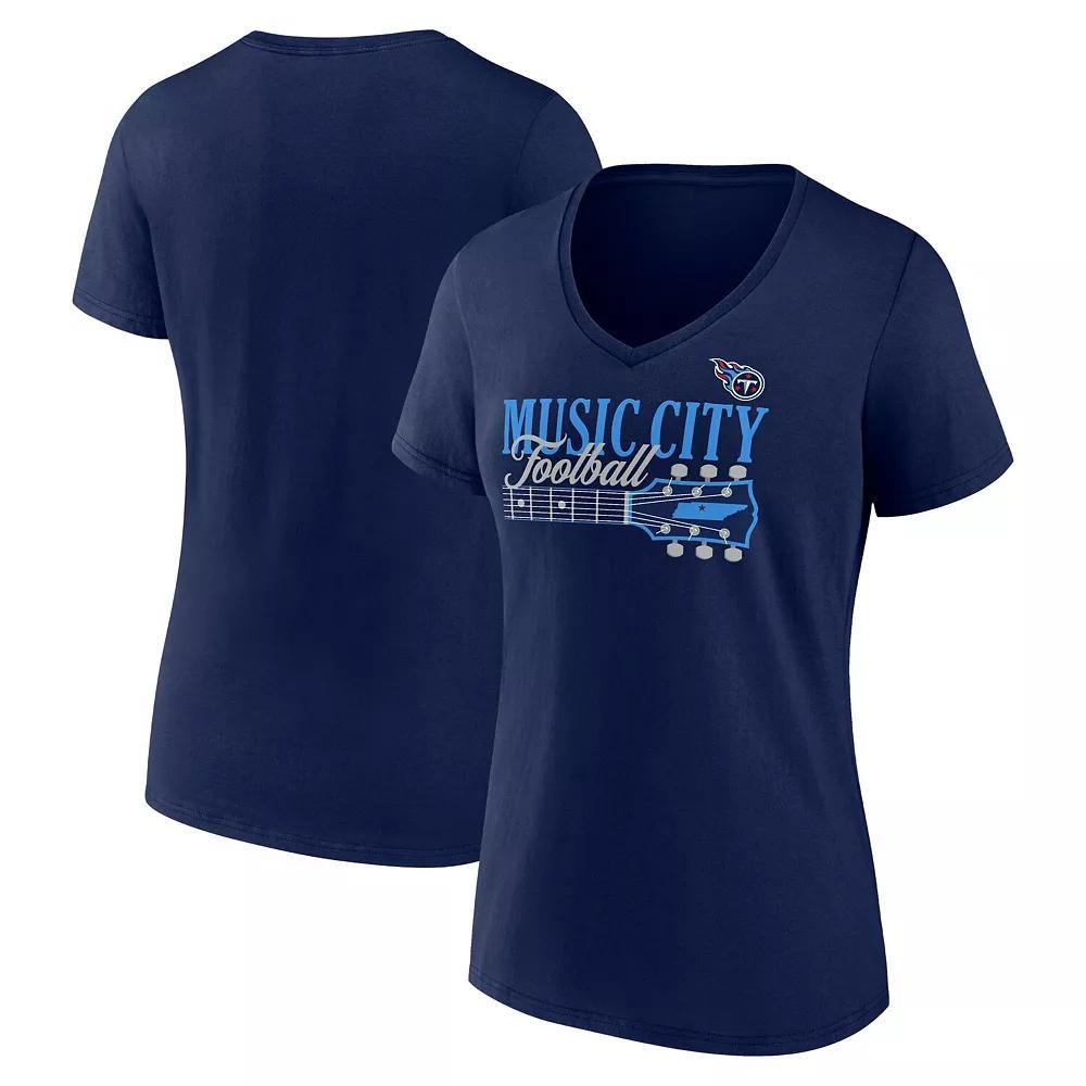 Women's Fanatics Navy Tennessee Titans Hometown Defensive Stand V-Neck T-Shirt, Size: Large, Blue Product Image