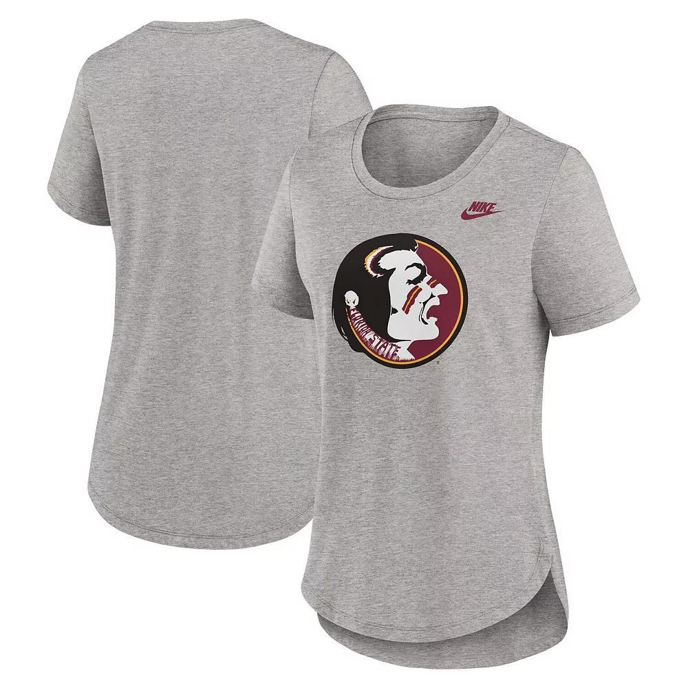 Women's Nike Heather Gray Los Angeles Dodgers Script Tri-Blend T-Shirt, Size: XL, Grey Product Image