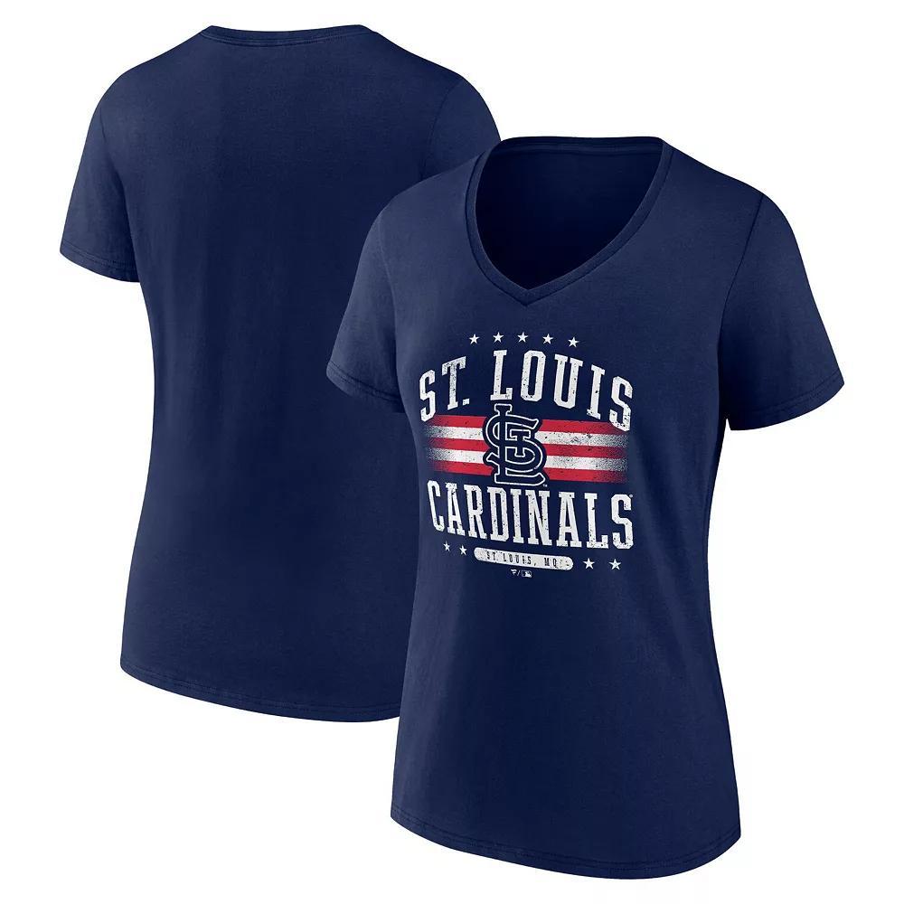 Women's Fanatics Branded Navy St. Louis Cardinals Americana V-Neck T-Shirt, Size: 2XL, Blue Product Image