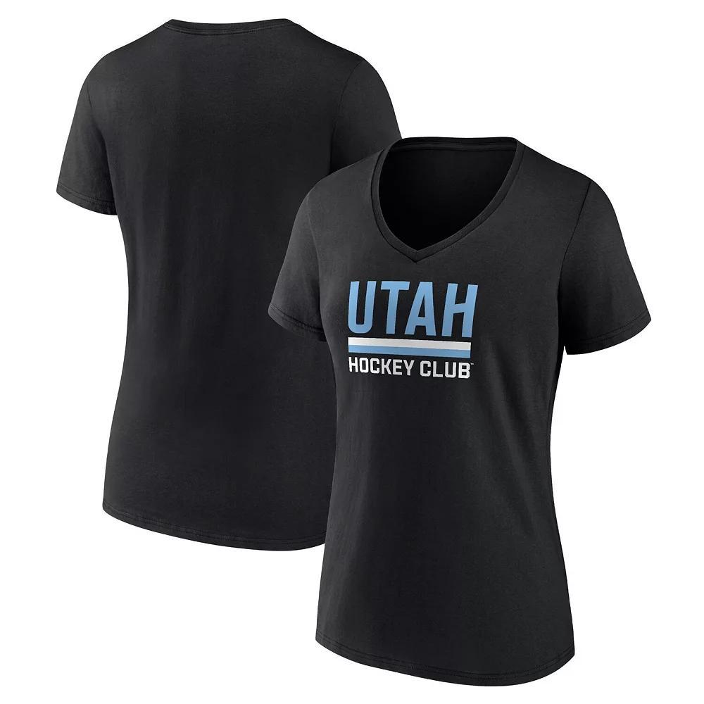 Women's Fanatics Black Utah Hockey Club Secondary Logo V-Neck T-Shirt, Size: Large, Ute Black Product Image