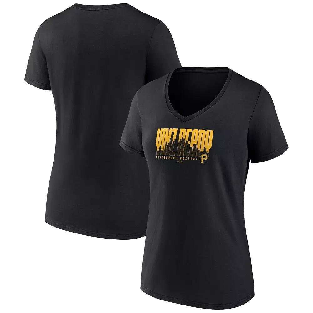 Women's Fanatics Black Pittsburgh Pirates Yinz Ready V-Neck T-Shirt, Size: Medium Product Image