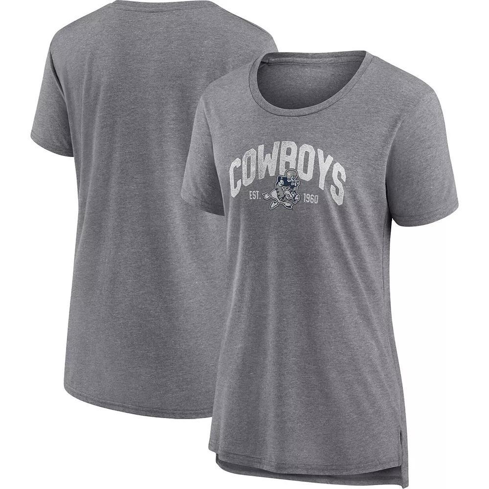 Women's Fanatics Branded Heathered Gray Dallas Cowboys Drop Back Modern T-Shirt, Size: Small, Grey Product Image