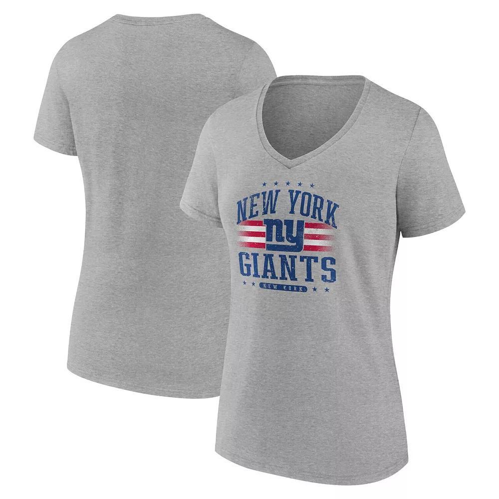 Womens Fanatics Heather Gray New York Giants Americana V-Neck T-Shirt Product Image