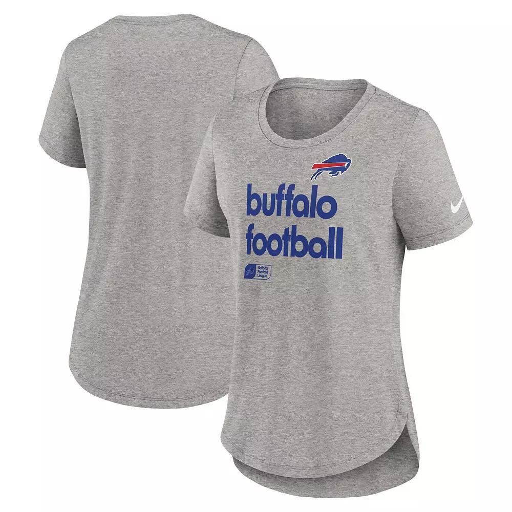Women's Nike Heather Gray Buffalo Bills Fashion Tri-Blend T-Shirt, Size: Large, Grey Product Image