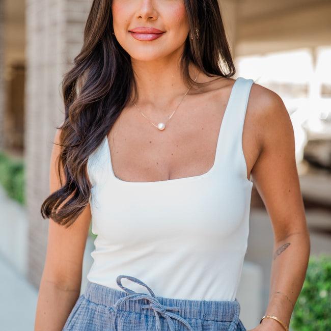 Sweetest Soul Ivory Square Neck Bodysuit SALE Product Image