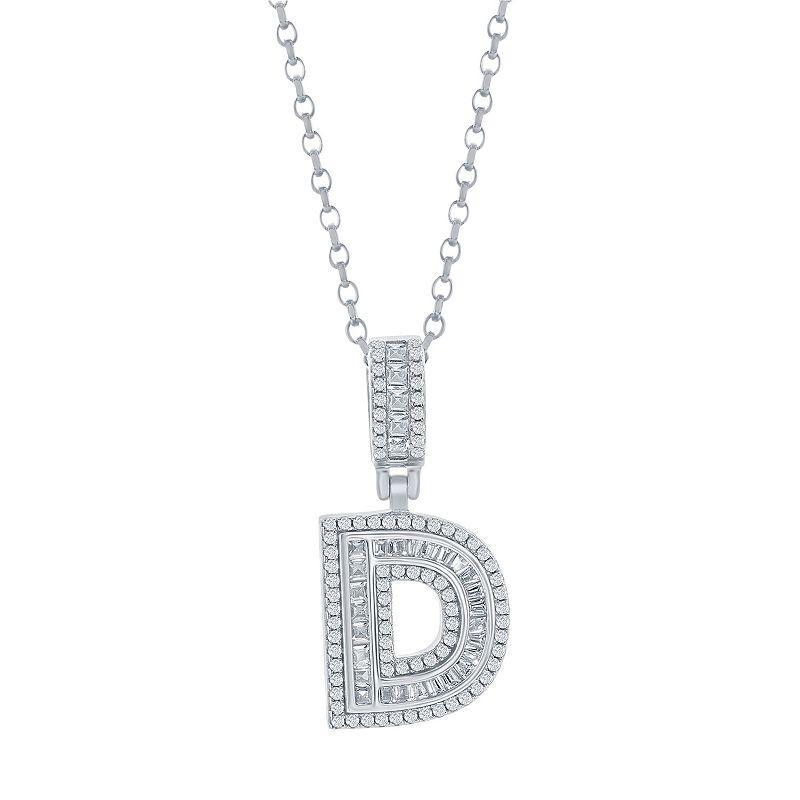 Argento Bella Sterling Silver Cubic Zirconia Initial Pendant Necklace, Women's, Size: 18", Sterling E Product Image