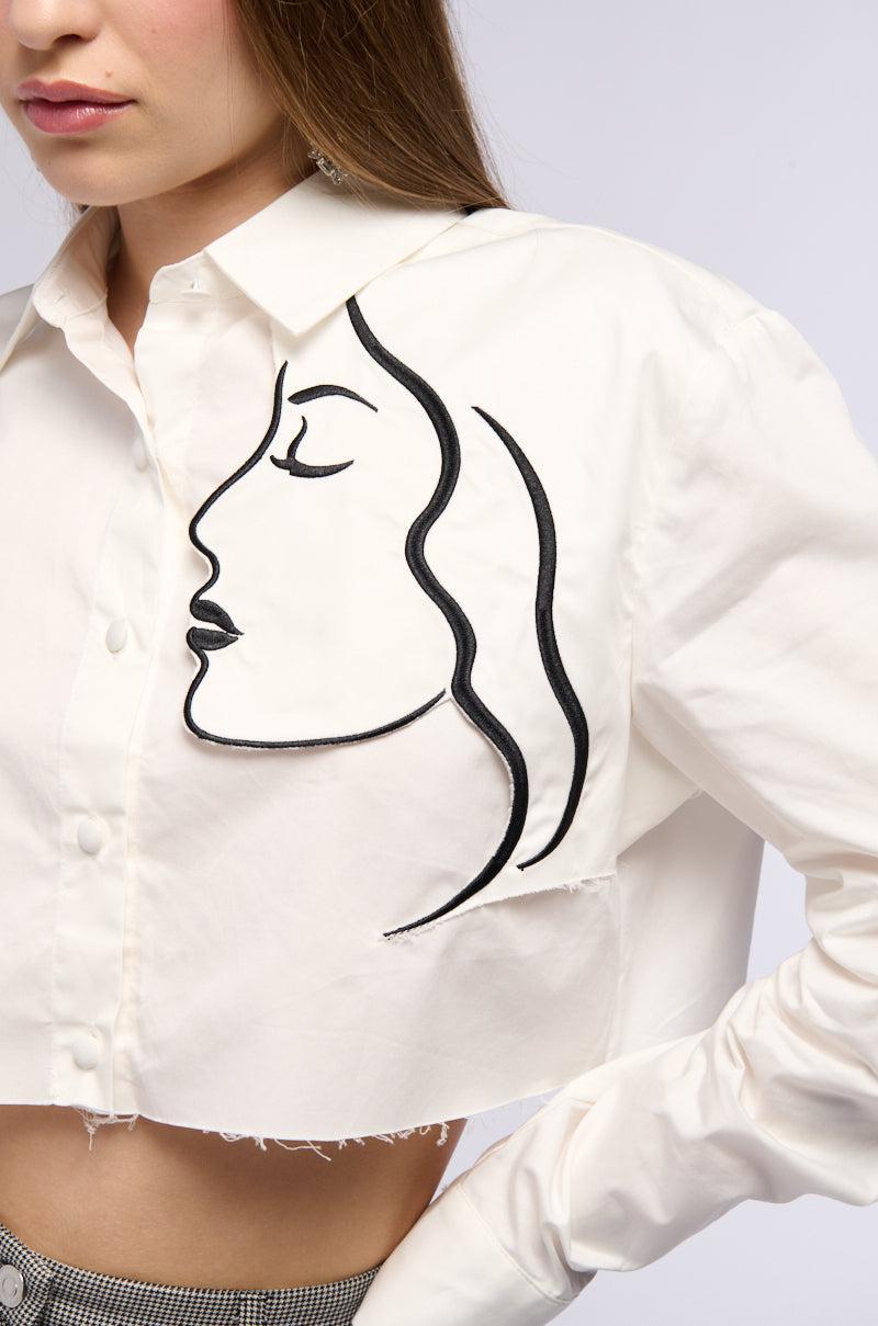 DONT STOP JUST YET BUTTON DOWN BLOUSE Product Image