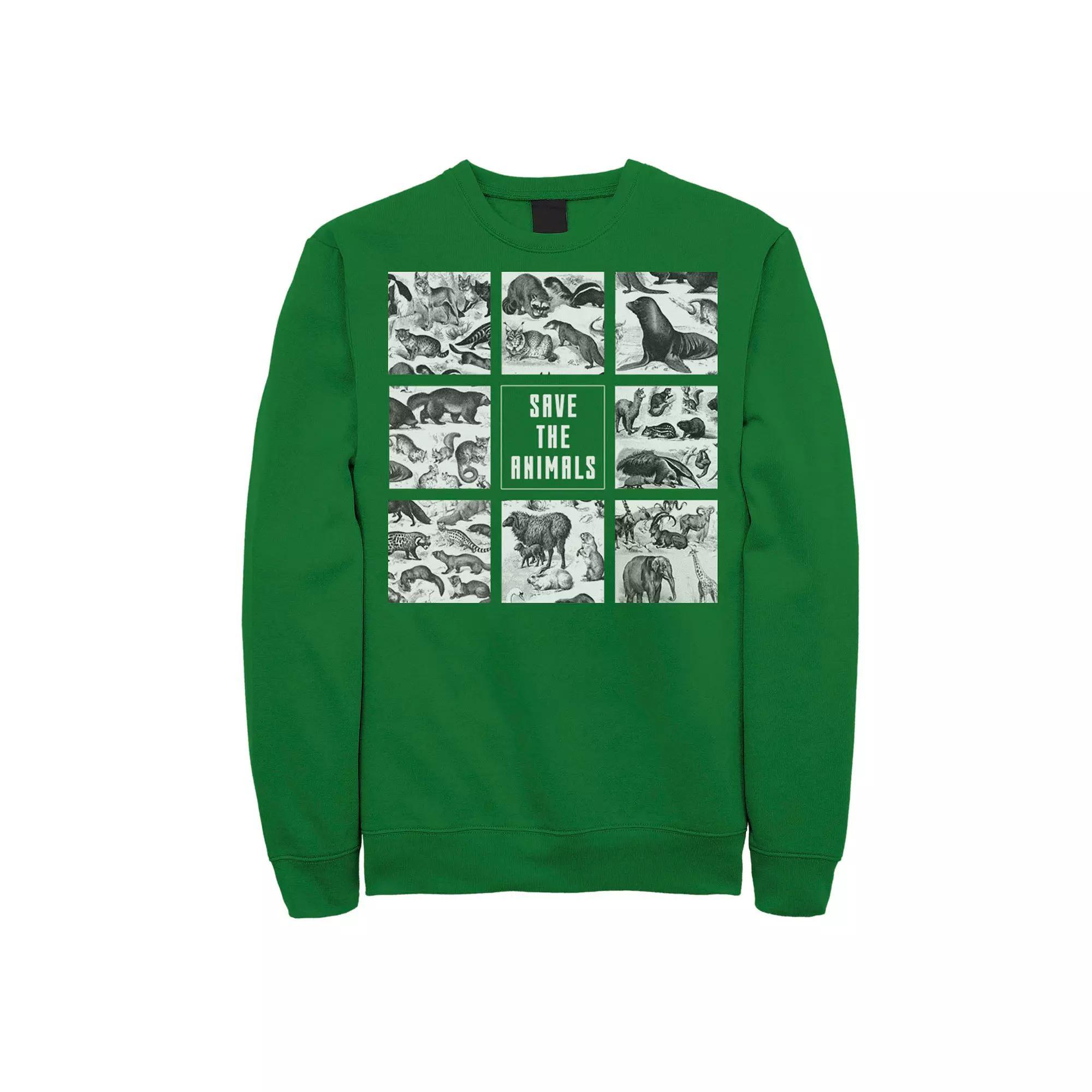 Men's Earth Day Save The Animals Box Up Sweatshirt, Size: XL, Kelly Product Image