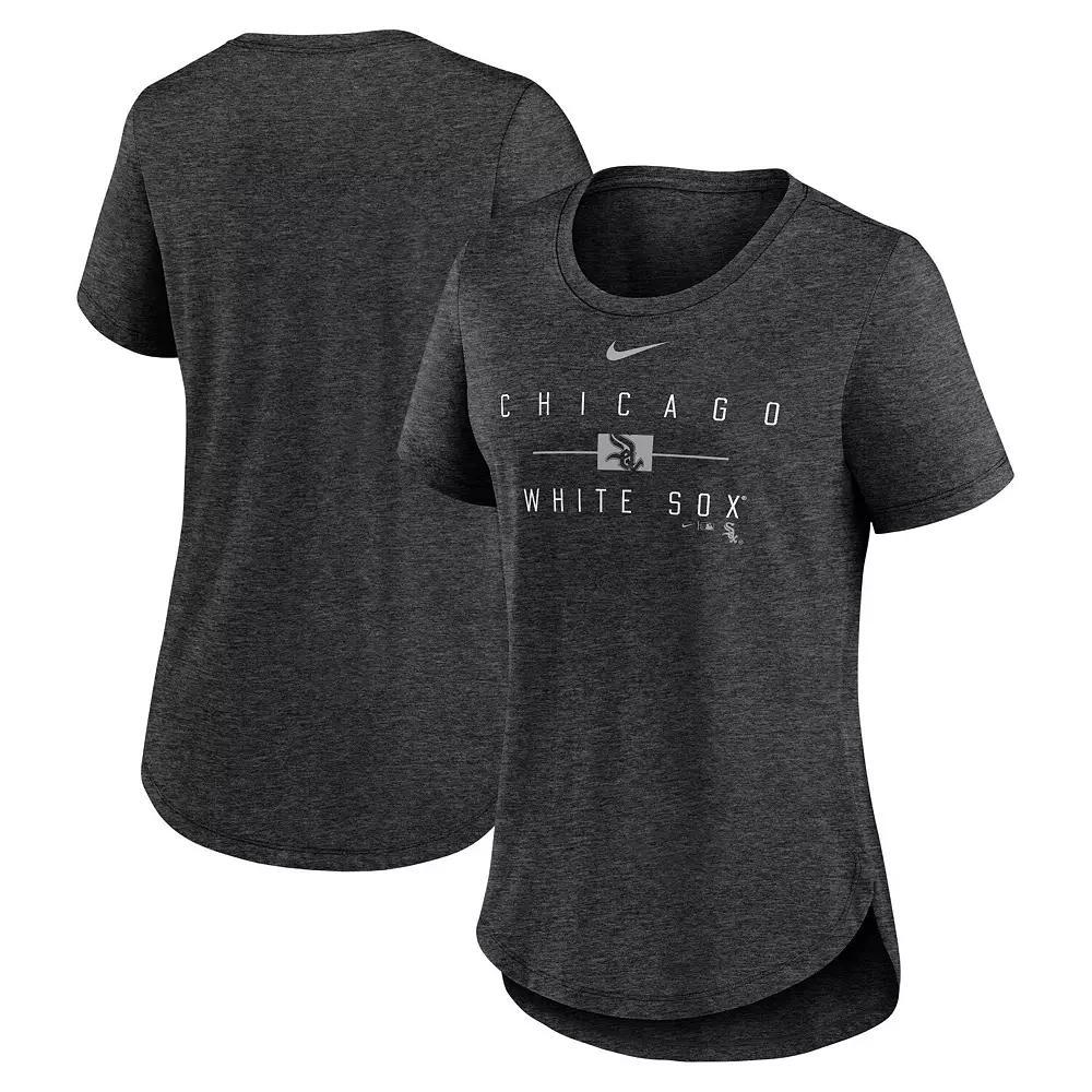 Women's Nike Black Texas Rangers Big Swoosh Tri-Blend Scoop Neck T-Shirt, Size: Small Product Image