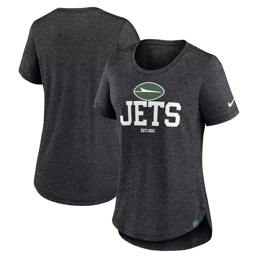 Women's Nike Heather Black New York Jets Fashion Tri-Blend T-Shirt, Size: XS, Charco Product Image