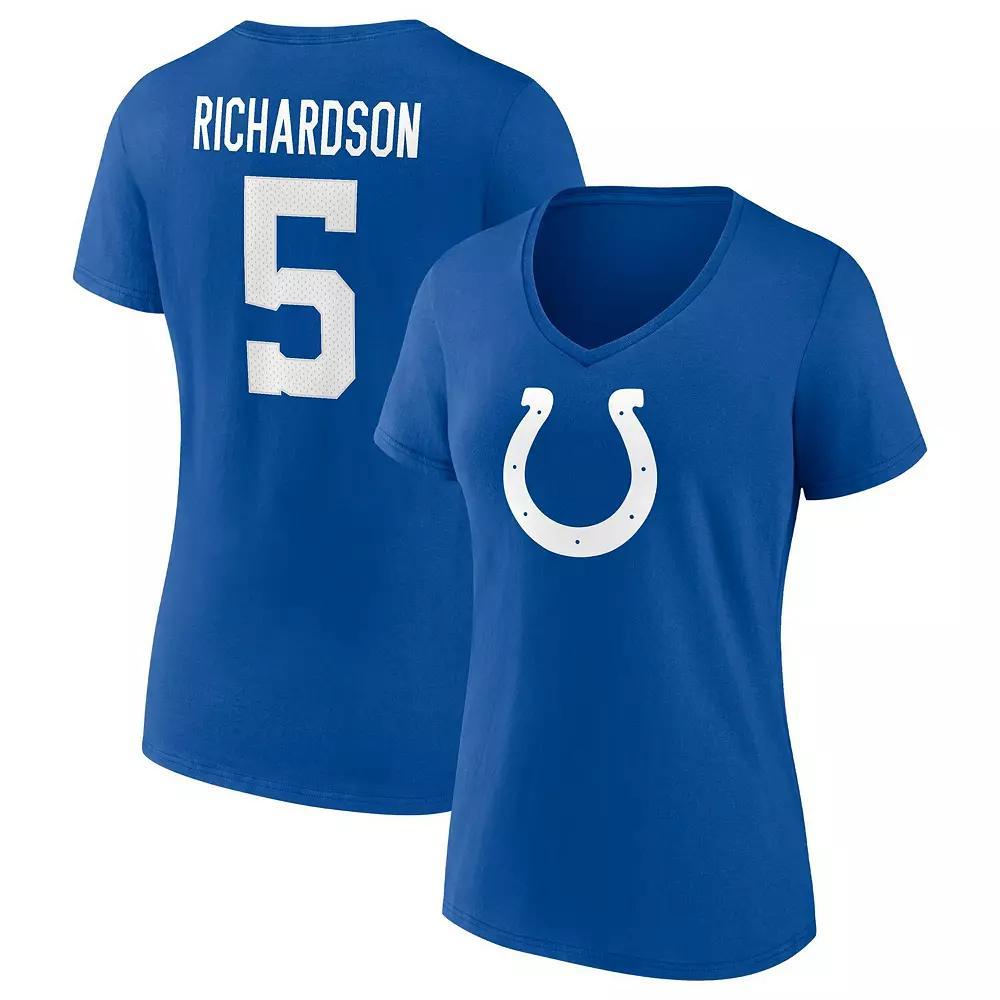 Women's Fanatics Branded Anthony Richardson Royal Indianapolis Colts Icon Name & Number V-Neck T-Shirt, Size: XL, Blue Product Image