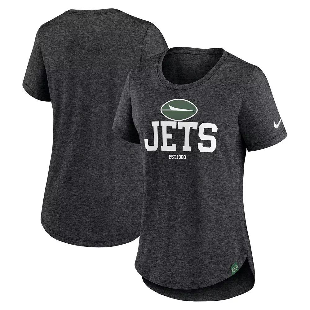 Women's Nike Heather Black New York Jets Fashion Tri-Blend T-Shirt, Size: XS, Charco Product Image