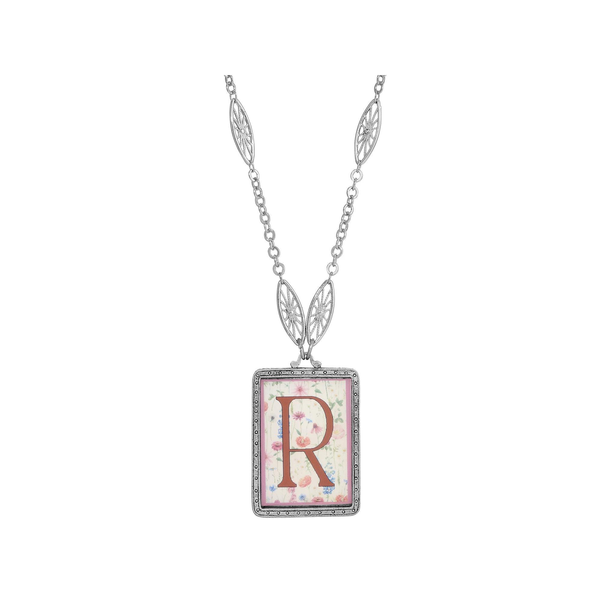 1928 Floral Motif Initial Pendant, Women's, G Product Image