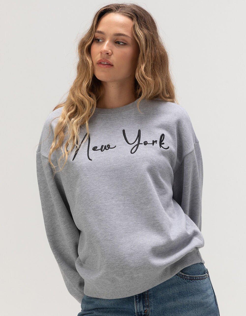 RSQ Womens New York Crewneck Sweatshirt - HEATHER GRAY Product Image