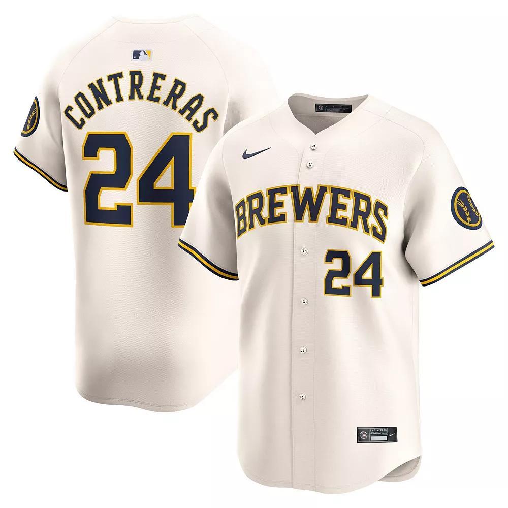 Men's Nike William Contreras Cream Milwaukee Brewers Home Limited Player Jersey, Size: XL, Beige Product Image