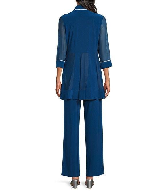 R & M Richards ITY Mesh 3/4 Sleeve Crew Neck Straight Leg 3-Piece Pant Set Product Image