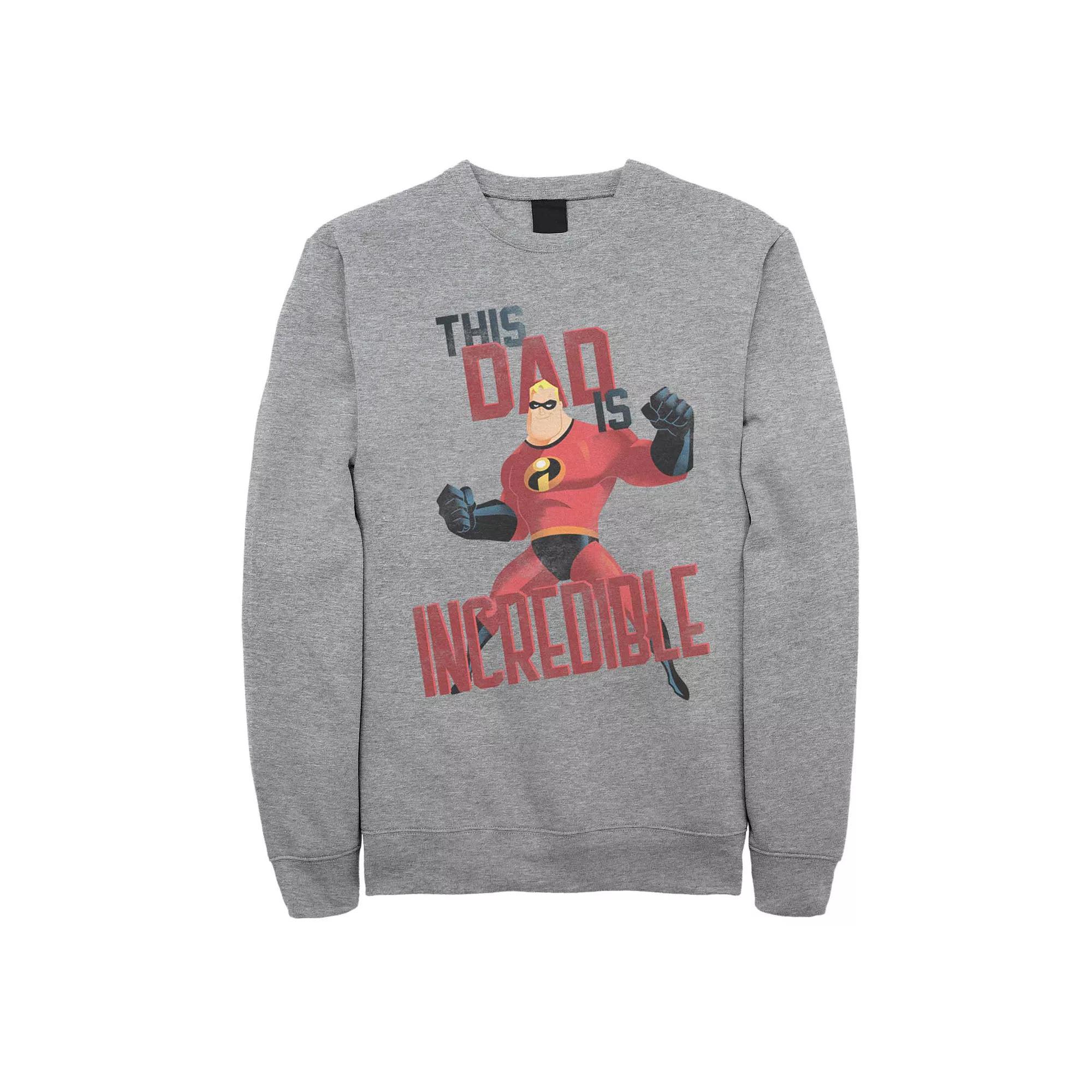 Men's Disney Pixar Incredibles This Dad Is Incredible Fleece, Size: 3XL, Athletic Grey Product Image