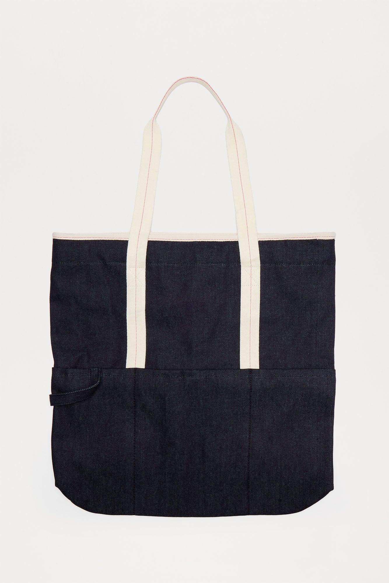 Heavy Duty Denim Multi Pocket Tote Bag - Indigo Product Image