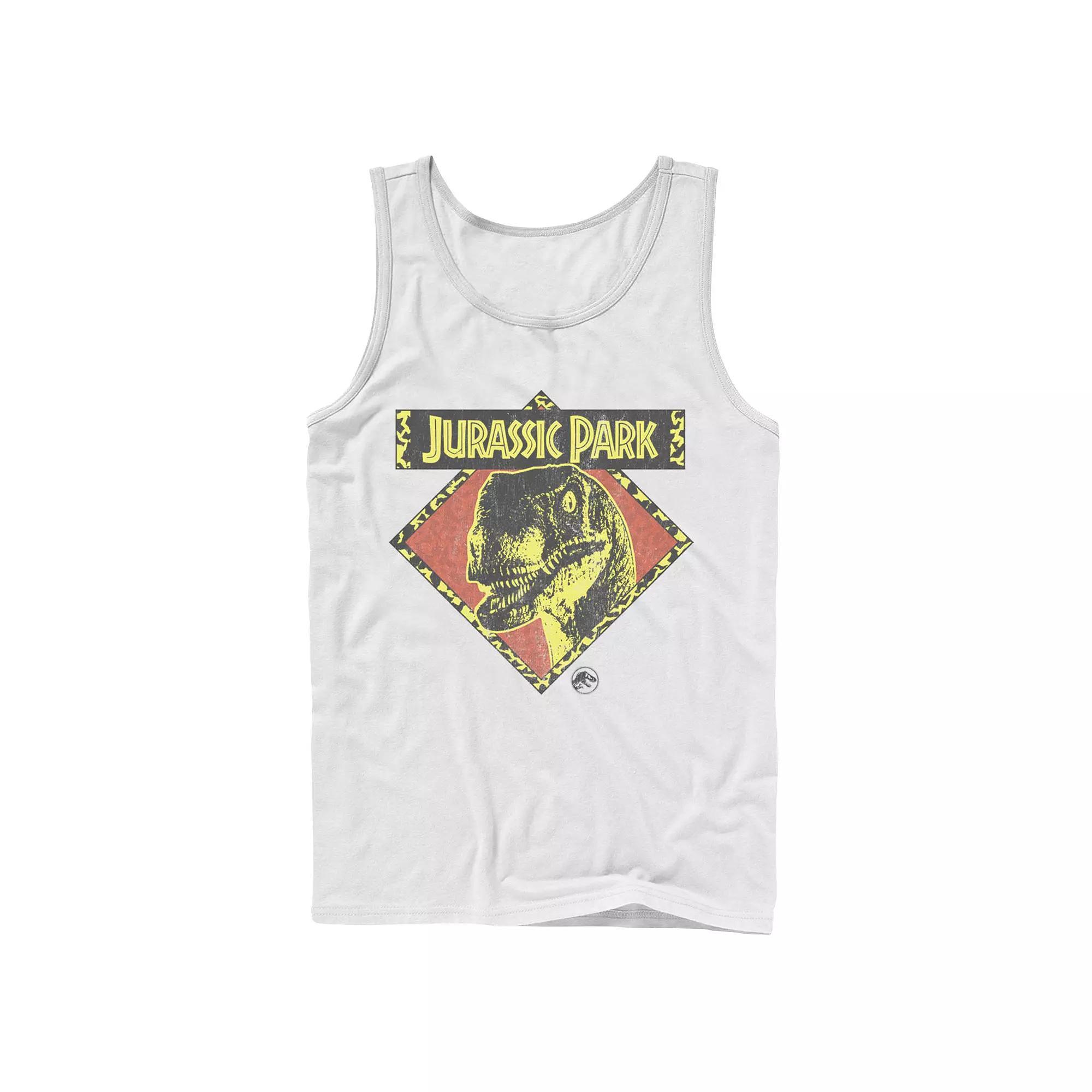 Men's Jurassic Park Distress Raptor Stare Tank Top, Size: Small, Grey Product Image