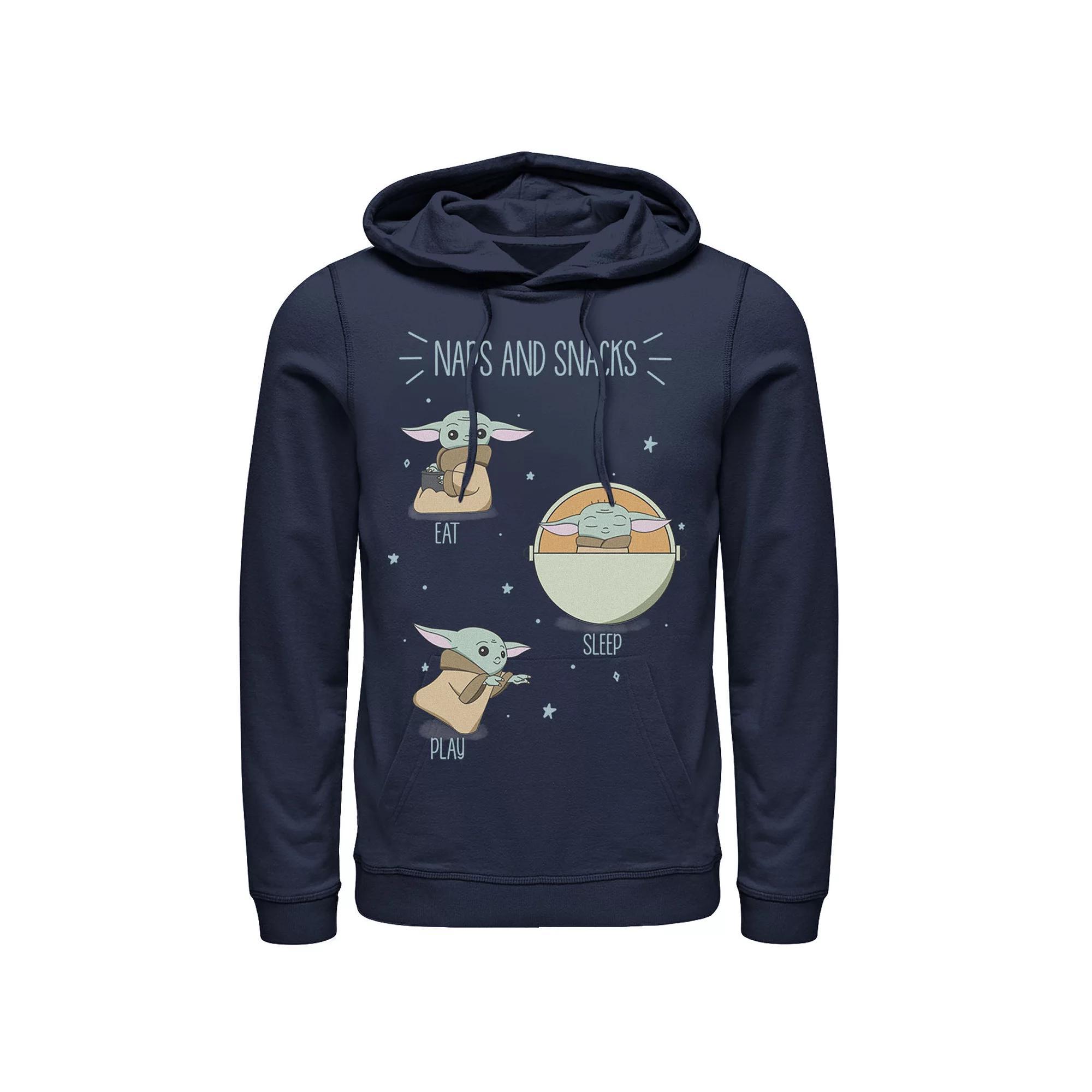Men's Star Wars: The Mandalorian The Child Naps And Snacks Doodles Hoodie, Size: Medium, Blue Product Image