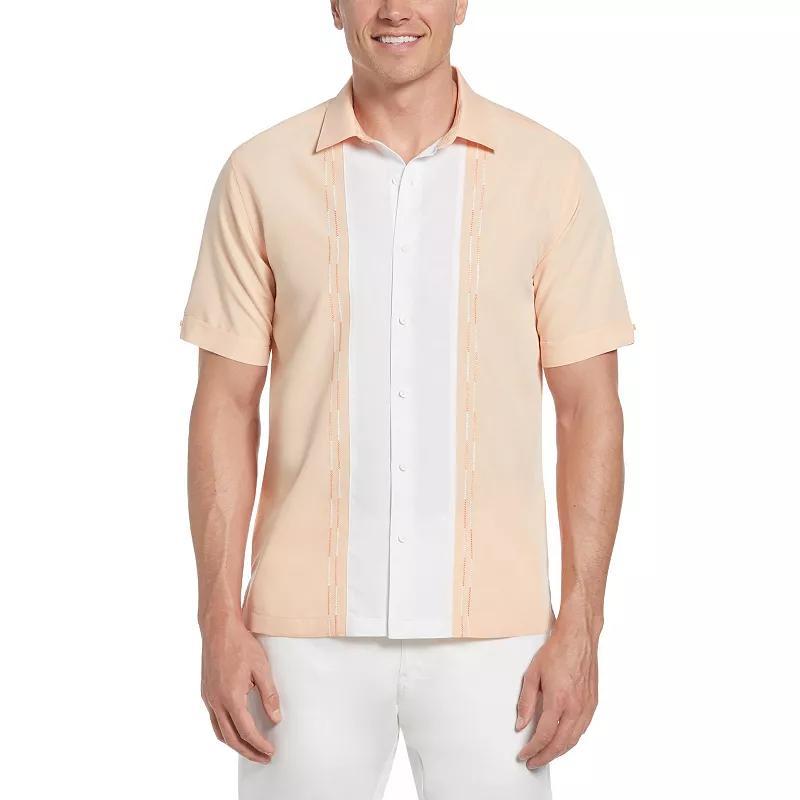 Men's Cubavera Colorblock Embroidered Short Sleeve Button-Down Shirt, Size: Medium, Pink Product Image