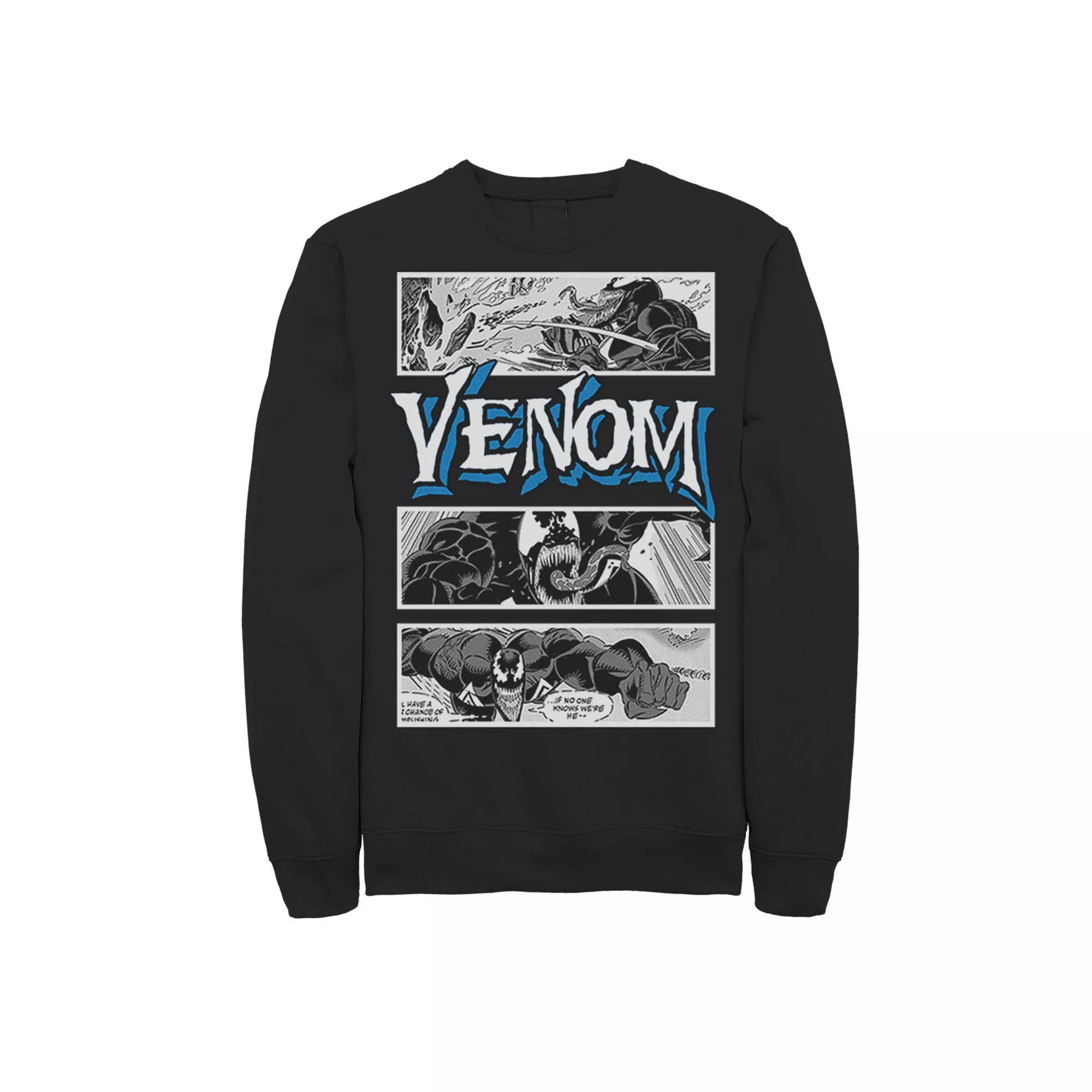 Men's Marvel Venom Comic Book Illustrations Panel Sweatshirt, Size: Small, Black Product Image