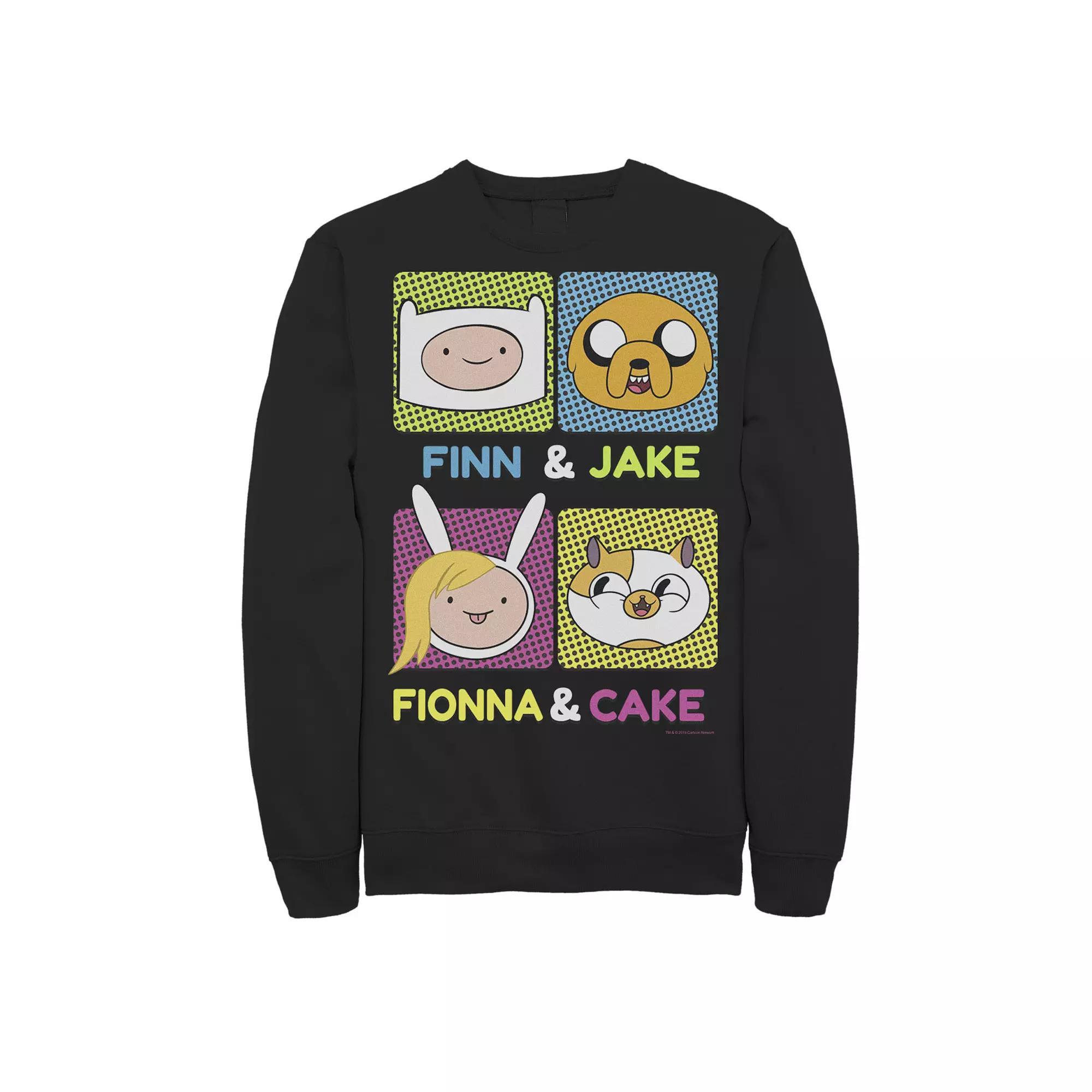 Men's Cartoon Network Adventure Time Finn Jake Fionna Cake Fleece, Size: Medium, Black Product Image