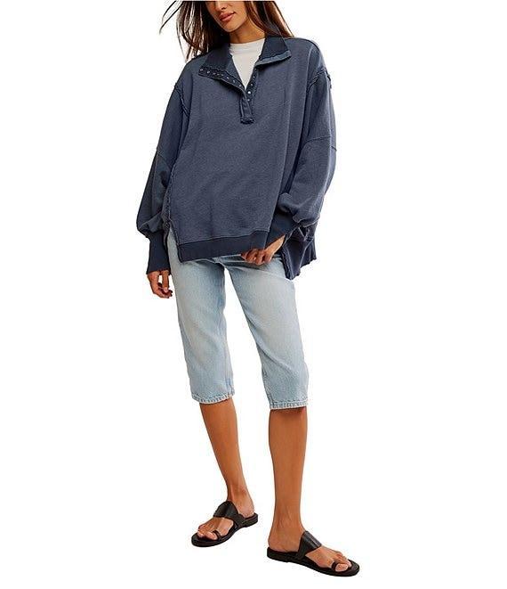 Free People We The Free Camden Henley Collar Neck Long Sleeve Sweatshirt Product Image